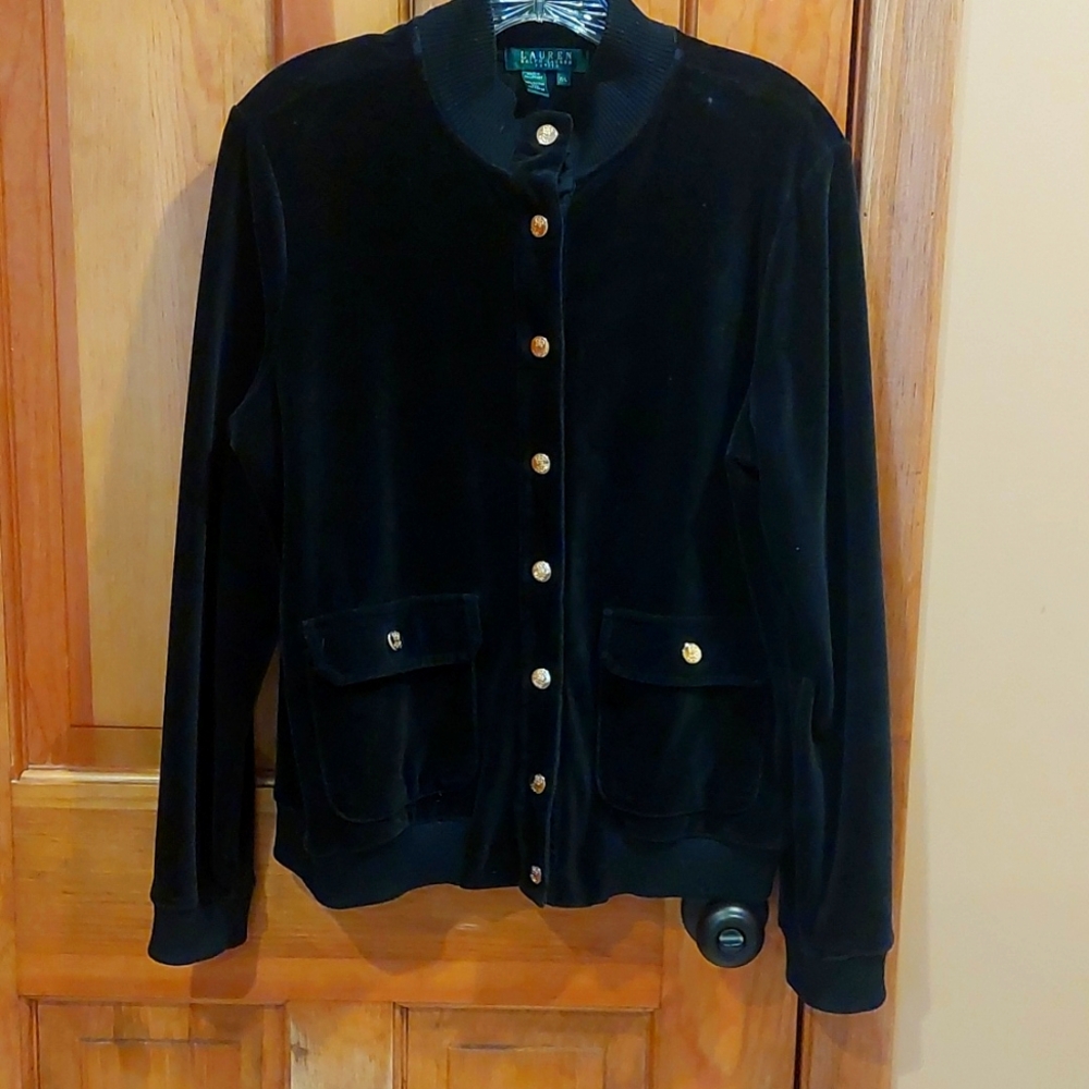 Ralph Lauren Black Bomber Jacket Velvet Casual
